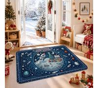 Tappeto a tema esplorazione spaziale razzo nave fantasioso area 2' X 3' | Modello cosmico orizzontale, corpi celesti, avventura nello spazio esterno, illustrazione fantasiosa