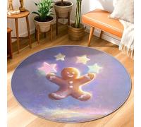 Tappeto a tema omino di pan di zenzero, motivo natalizio con stelle sorridenti e sorrisi di Natale, con retro antiscivolo, per la casa, resistente allo sbiadimento, per ingresso, bagno, lavanderia