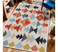 Tappeto a triangolo, moderno geometrico quadrato con diamante autunnale rosso con retro antiscivolo per interni e casa, tappeto non perde pelo, per soggiorno, camera da letto, cucina, corridoio