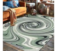 Tappeto a vortice, linea curva astratta moderna nessuno verde con retro antiscivolo per casa tappeti per interni non perde pelo, per soggiorno, camera da letto, nuova decorazione per la casa, 15 x 18