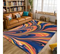 Tappeto a vortici, linee moderne astratte curve nessuno arancione antiscivolo per pavimento di casa rettangolare tappeto stampa tappeto per soggiorno camera da letto sotto il letto appartamento Decor