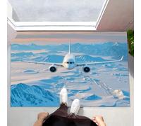 Tappeto Aereo Montagna Innevata Ingresso Interno, Zerbino Tappeti Natura Orizzonte 50 x 70 cm Antiscivolo Lavabile in Lavatrice Blu Tapette Cucina Camera da Letto Entrata Scendiletto