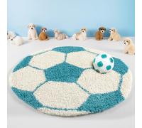 Tappeto alto per bambini design pallone da calcio per cameretta, baby camera, cameretta per ragazzi, sala giochi, morbido e soffice Misurare: 100 cm Rund Colore: Turchese