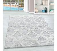 Tappeto alto per soggiorno in stile boho con effetto 3D e design boho, facile da curare e moderno, con un'altezza del pelo di 20 mm Misurare: 280 x 370 cm Colore: Grigio-2