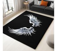 Tappeto Angelo Ali Arte Tatuaggio Lavabile Resistente, Tappeti pelo corto 160 x 230 cm pieghevole Facile da Pulire, Antiscivolo con Supporto in Gomma TPR per Camera da Letto Soggiorno e Lavanderia