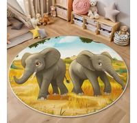 Tappeto Animali dei cartoni animati Salotto, prateria degli elefanti Mandala Tappetini Antiscivolo Tappeto per Bambini Cameretta Cucina Casa Zona Balcone Tappet Tavolino (180cm)