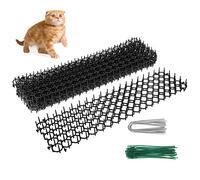 Tappeto anti gatto, per cani, per casa, recinzione, giardino, interno esterno, 49 x 14 cm, tappeto repellente con punta esterna con 12 graffette e 30 fermacavi (10 pezzi)