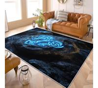 Tappeto Antiscivolo a Pelo Corto 120x170 cm Modello Runico Della Notte Oscura Morbido e Lavabile in Lavatrice e Idrorepellente Blu Tappeto per Soggiorno, Camera da Letto e Corridoio