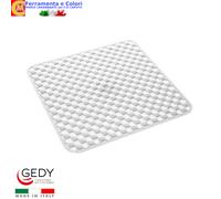 Tappeto Antiscivolo Bagno GEDY Tappetino Piatto Doccia Vasca Gomma Bianco 53x53
