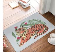 Tappeto antiscivolo colorato con tigre della giungla tra le foglie per ingresso cucina balcone casa tappetini antiscivolo