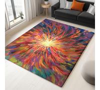Tappeto antiscivolo con mappa psichedelica astratta esplosione motivo mappa esplosiva 120 x 180 cm, lavabile, tappeto moderno in morbida lana sintetica, per camera da letto, cucina, ufficio