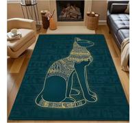 Tappeto antiscivolo con motivo a gatto nero con mitologia egizia, per camera da letto, 120x180 cm