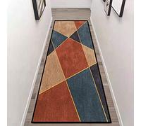 Tappeto antiscivolo con motivo geometrico a graticcio, lavabile, morbido al tatto, per soggiorno, cucina, corridoio, camera da letto e corridoio, con retro in gomma per sicurezza e comfort