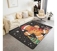 Tappeto antiscivolo con motivo omino di pan di zenzero, tappeto antiscivolo per interni, motivo natalizio con fiocchi di neve, decorazione per casa, soggiorno, camera da letto, 12,7 x 1,8 cm