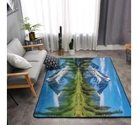 Tappeto antiscivolo, con riflessi di montagna sul lago, per soggiorno, vintage, lavabile, per camera da letto, sala da pranzo, decorazione per la casa, grande, 160 x 120 cm