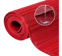 Tappeto Antiscivolo drenante a griglia Esagonale, Tappetino per Piscina in PVC da 4,5 mm Pieghevole e ritagliabile per Cucina Bordo Piscina Bagno, Larghezza 0,9 Metri,Rosso,0.9x1m