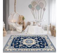 Tappeto Antiscivolo lavabile 80 x 150cm - Morbido Antiscivolo Resistente Alle Macchie con Art Floral Chinois Orné Stampa per Camera da letto Ufficio Cucina Ingresso, Azzurro Chiaro