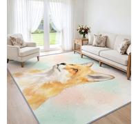Tappeto antiscivolo per camera da letto, motivo: piccola volpe, 160 x 230 | Tappeto che non perde peli, con simpatici ritratti di animali, decorazione per la casa, per soggiorno, cucina, sala da pranzo