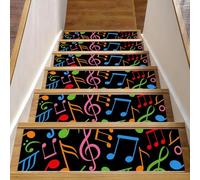Tappeto antiscivolo per scale, 20,3 x 76,2 cm, 15 pezzi, con note musicali, autoadesivo, per bambini, anziani e animali domestici