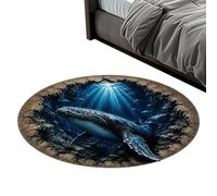 Tappeto antiscivolo rotondo con illusione ottica di animali marini sotto il | Tappetino per camera da letto a forma di squalo, per casa, camera da letto, soggiorno, sala giochi, dormitorio, appartamento
