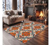 Tappeto antiscivolo tradizionale con piante classiche geometriche e floreali, 140 x 200 cm, tappeto mediterraneo vintage di lusso per camera da letto, soggiorno, ufficio, sotto il tavolo da pranzo, in