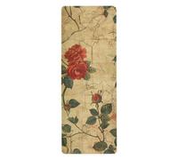 Tappeto antiscivolo vintage retrò rosa rossa per le donne stampato, antiscivolo, asciugamano opaco antiscivolo yoga caldo con borsa per il trasporto tapete para ejercicio 180,3 x 66 cm