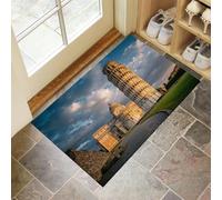 Tappeto - Architettura Retrò Zerbino Morbido Per Ingresso E Interno, TPR Fondo Antiscivolo, Facile Da Pulire - Rettangolare - Torre Pendente Pisa Italia Tappeto