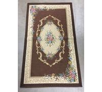 TAPPETO ARREDO PER CAMERA DA LETTO SALOTTO ANTISCIVOLO FLOREALE MARRONE/PANNA