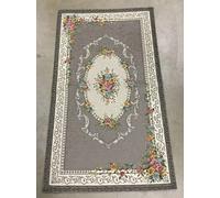 TAPPETO ARREDO PER CAMERA DA LETTO SALOTTO CON ANTISCIVOLO FLOREALE GRIGIO/PANNA