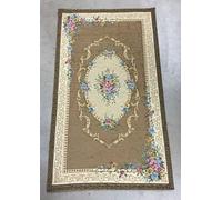 TAPPETO ARREDO PER CAMERA DA LETTO SALOTTO CON ANTISCIVOLO FLOREALE PANNA/BEIGE