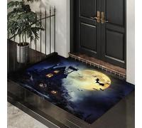 Tappeto Asciugapassi Halloween Tappeti D'Ingresso Casa Stregata Dell'Orrore Tappeto Ingresso Casa Facile da Pulire Zerbino Ingresso Esterno per Balcone Giardino Terrazzo, 50 x 80 cm - Grigio Scuro