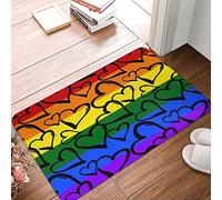 Tappeto Asciugapassi Inchiostro per Tiraggio A Mano con Cuori Arcobaleno Gay Pride Tappetino da Bagno Antisporco Antisporcotappetino Divertenti Tappeto Ingresso Casa per Soggiorno Esterno 40X60Cm