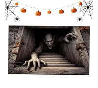 Tappeto assorbente con illusione spettrale, per ingresso, casa, cucina | Zerbino assorbente per Halloween con design spettrale con illusione ottica che intrappola l'acqua sporca