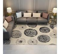 Tappeto astratto a cerchi concentrici per tappeti lavabili per tappetino antiscivolo per camera da letto in bianco e nero 160x200cm
