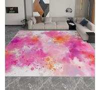 Tappeto Astratto lavabile 80 x 150 cm, Rosa antiscivolo a Pelo Corto Tappeto, per soggiorno camera da letto con stampe Texture Vernice per corridoio comodino