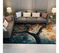 Tappeto astratto moderno per l'area dell'albero tappeto rustico blu giallo Tappeti lavabili tappeti a pelo corto antiscivolo antiscivolo per cucina sotto il tavolo 160x200cm