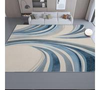 Tappeto Astrazione Curve Geometria Soggiorno Antiscivolo Lavabile Pelo Corto Effetto Stampato Blu navy estivo, rilassante, fondo per cucina, soggiorno 90x150
