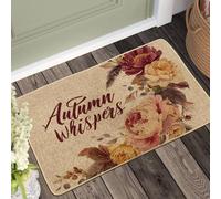 Tappeto autunnale floreale bordeaux, beige, per ingresso interno ed esterno, decorazione autunnale rustica, impermeabile, antiscivolo, assorbe la polvere, facile da pulire, 73 x 43 cm