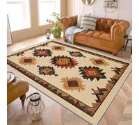 Tappeto azteco sud-occidentale 120 x 240 cm, design etnico indiano americano, grande, lavabile, antiscivolo, per soggiorno e camera da letto, a pelo corto, marrone