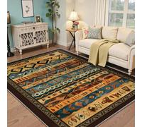 Tappeto azteco sud-occidentale lavabile, strisce tribali tradizionali e diamanti a chevron geometrici, tappeto morbido e comodo per il soggiorno, ingresso nel hall 200x280cm