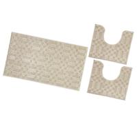 emmevi Tappeto Bagno Tessuto 3D Parure Girowater Set 3 Pezzi Morbido Assorbente Antiscivolo Lavabile Beige