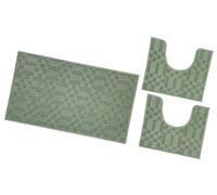 emmevi Tappeto Bagno Tessuto 3D Parure Girowater Set 3 Pezzi Morbido Assorbente Antiscivolo Lavabile Verde