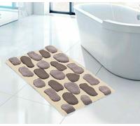 TAPPETO BAGNO 50x80,60x110,60x130 SASSI 100% COTONE ANTISCIVOLO BEIGE