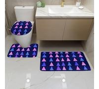 Tappeto Bagno Albero Triangolo Rosa Tappeti Bagno Set 3 Pezzi Antiscivolo Contorno WC Tappetino Assorbente Doccia Lavabile Copertura per Il Coperchio del WC 45x75 cm