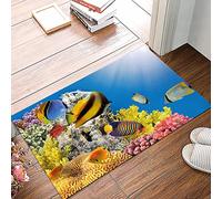 Tappeto bagno antiscivolo, Tappetino bagno impermeabile,Ocean, Coral Colony on a Reef Top in Red Sea Egypt Pesci eso,Ampio tappeto antiscivolo perfetto per bagno, cucina, ingresso e corridoio 50x80 cm