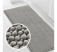 Tappeto Bagno Ciniglia Tappetino da Bagno Alta densità e Assorbente In Microfibra Shaggy Tappeto da Bagno Antiscivolo ad Asciugatura Rapida Lavabile (Grigio Chiaro,120 x 50 cm)