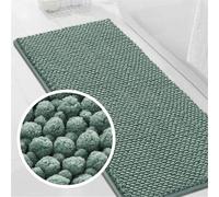 Tappeto Bagno Ciniglia Tappetino da Bagno Alta densità e Assorbente In Microfibra Shaggy Tappeto da Bagno Antiscivolo ad Asciugatura Rapida Lavabile (Aqua,120 x 50 cm)