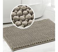 Tappeto Bagno Ciniglia Tappetino da Bagno Alta densità e Assorbente In Microfibra Shaggy Tappeto da Bagno Antiscivolo ad Asciugatura Rapida Lavabile (Taupe,43 x 60 cm)