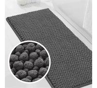 Tappeto Bagno Ciniglia Tappetino da Bagno Alta densità e Assorbente In Microfibra Shaggy Tappeto da Bagno Antiscivolo ad Asciugatura Rapida Lavabile (Grigio,120 x 50 cm)