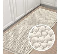 Tappeto Bagno Ciniglia Tappetino da Bagno Alta densità e Assorbente In Microfibra Shaggy Tappeto da Bagno Antiscivolo ad Asciugatura Rapida Lavabile (Avorio,150 x 50 cm)